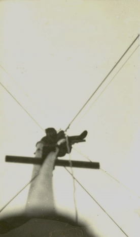 Dave up the pole