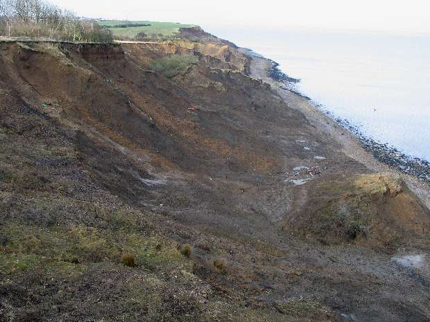 Clay slip at cliff edge