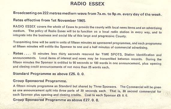 Radio Essex Spot Rates