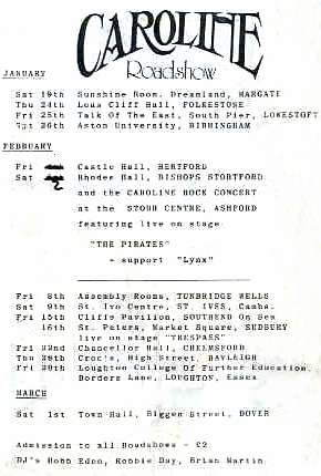 Caroline Roadshow Programme