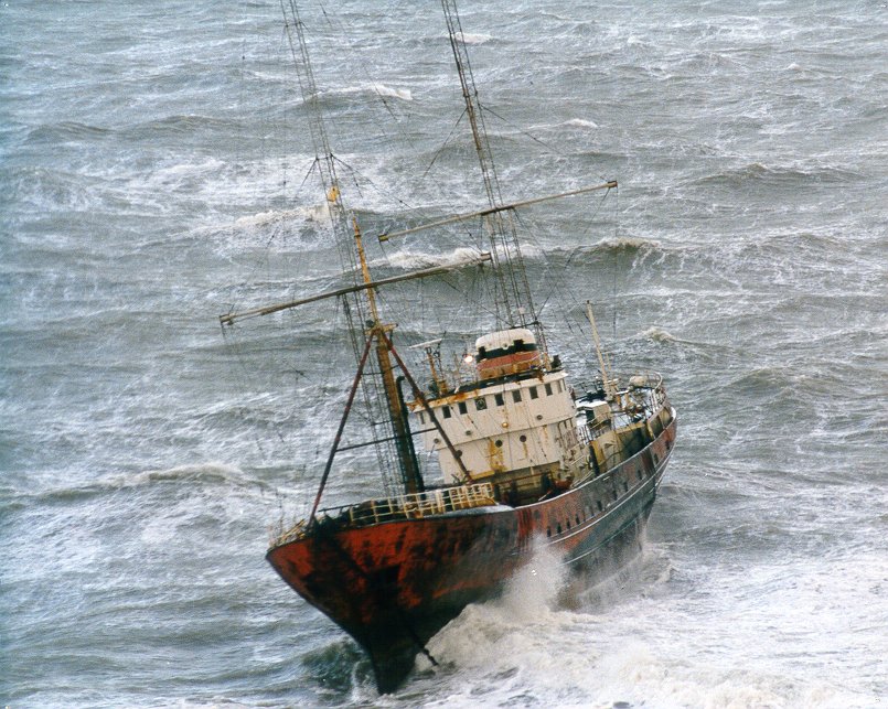 MV Ross Revenge aground on the Goodwin Sands