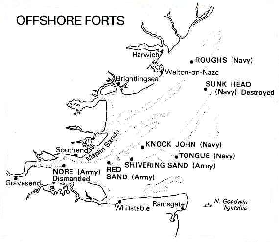 Thames Sea Fort Locations
