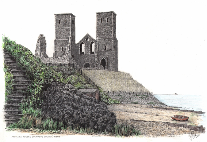 St Mary's Church Towers, Reculver, Kent