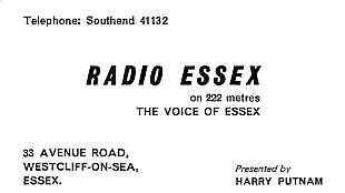 Harry Putnam Radio Essex Business Card