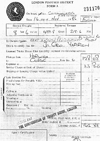 Pilotage Dues Account