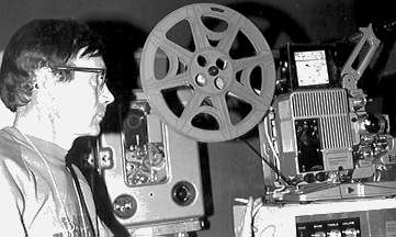 Mike Bass at 16mm cine projector
