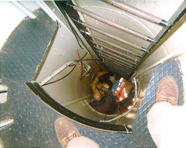 Dick Palmer ascends lantern tower