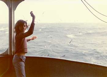 Fishing from stern of Mebo 2