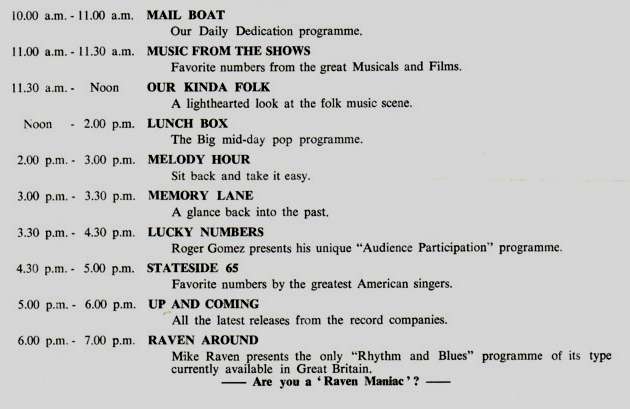 Radio KING Programme Schedule 1965