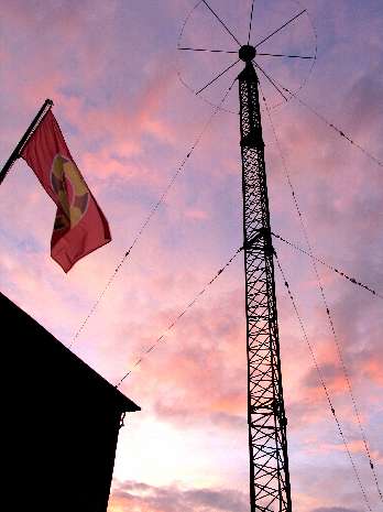 Evening sunset under mast