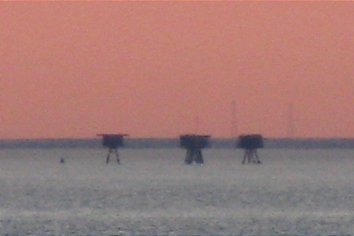 Distant Red Sands Fort from Tankerton Slopes