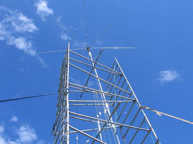 Antenna within scaffold tower