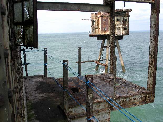 On walkway by catwalk gantry