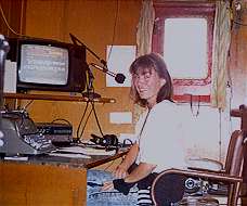 Jammie King on bridge doing news