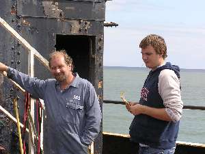 Mike Barrington & assistant on deck