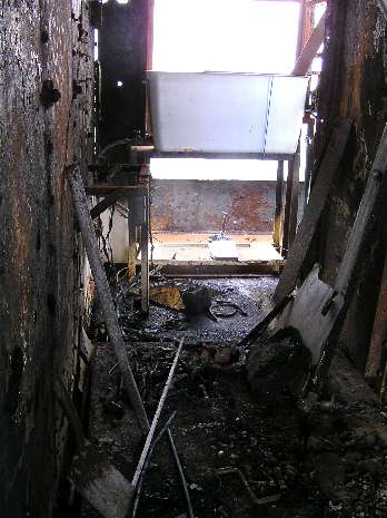 Water tank in remains of desalination room