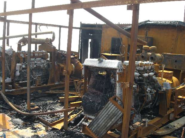 Burnt out generators from north west end