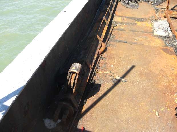 Redundant derrick on north west end of fort