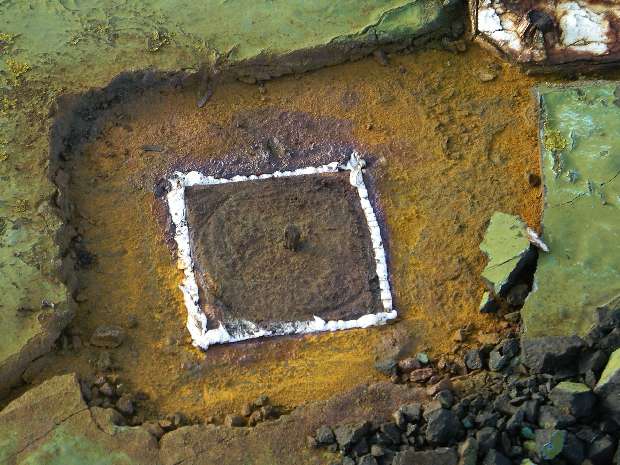 Roof marked up for drilling