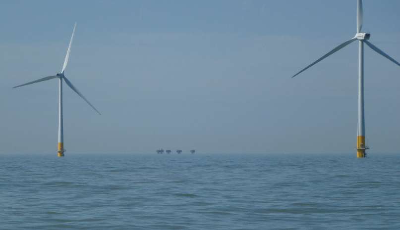 Red Sands Fort through Kentish Flats Windfarm