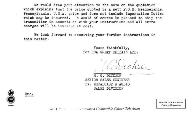 RCA Transmitter Covering Letter - Part 2 RCA Transmitter Covering Letter - Part 2