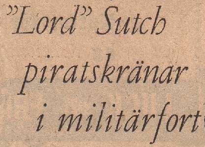 Swedish Headline Report on Radio Sutch