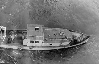 Fishing boat below G1 platform