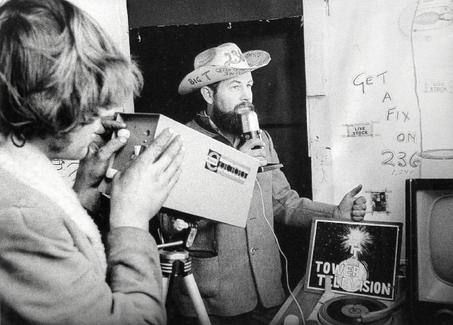 Dave Simser with test card inside fort
